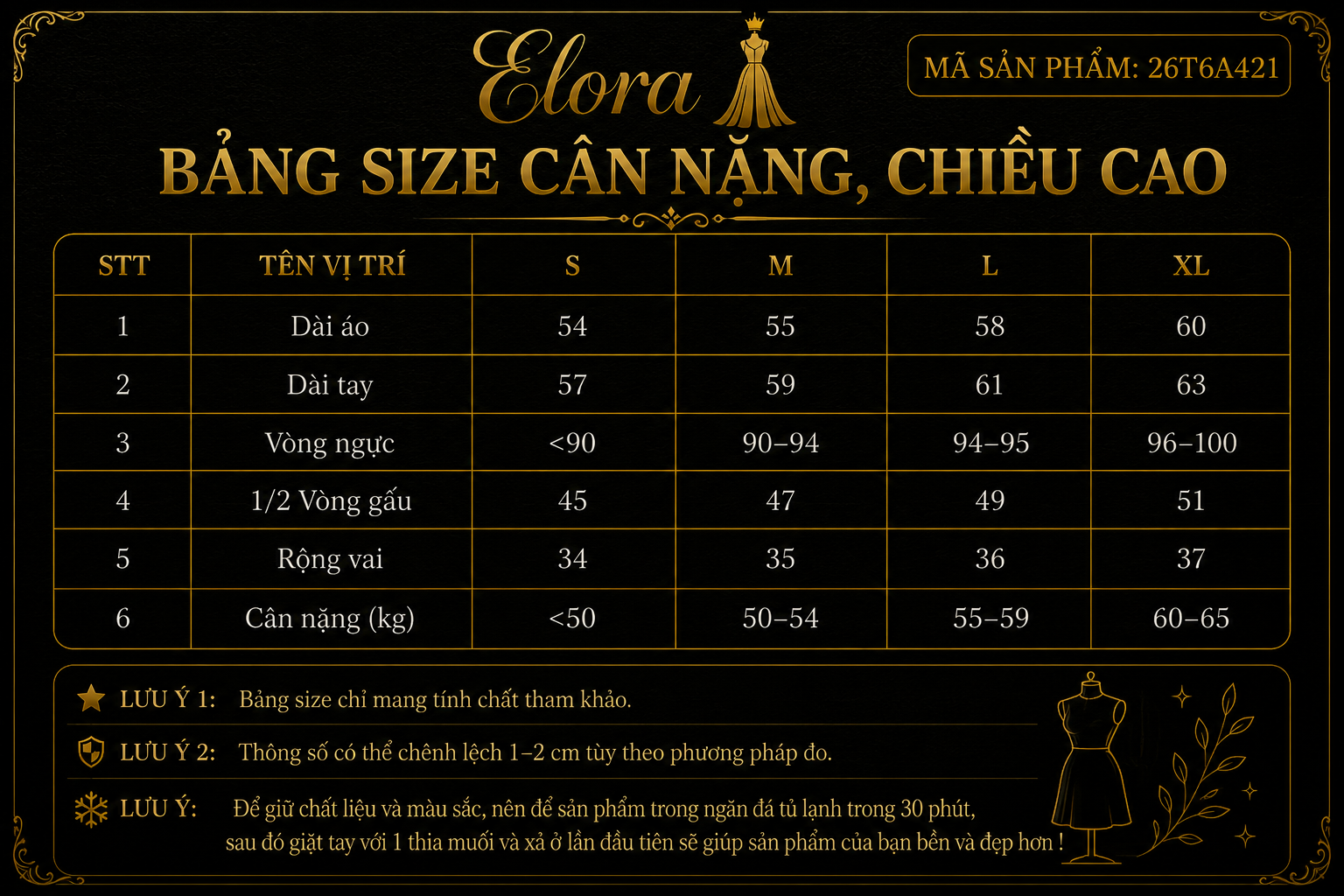 Bảng size Áo Sơ Mi Lụa Cổ V Thanh Lịch