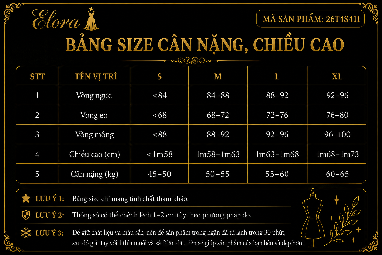 Bảng size Set áo nhún vàng, chân váy lụa BTS Summer 2026